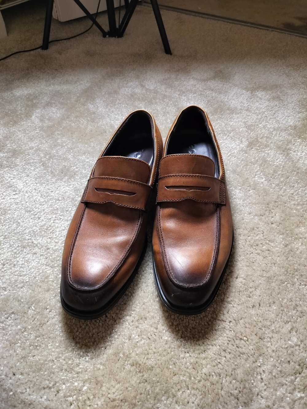 Ecco Men's Tan Brown Leather Penny Loafers